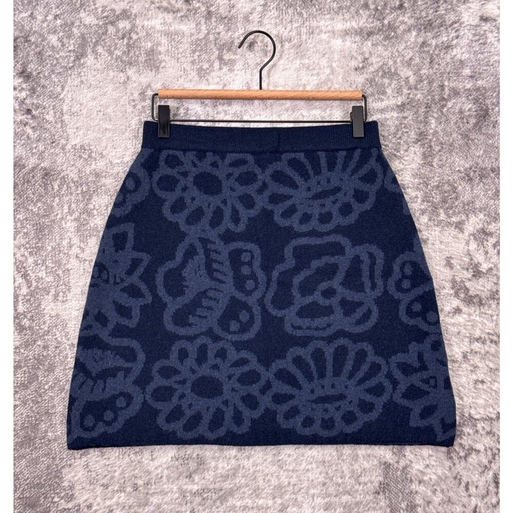 New Marimekko x Uniqlo Lambs Wool Knit Mini Skirt Medium Womens Navy Blue